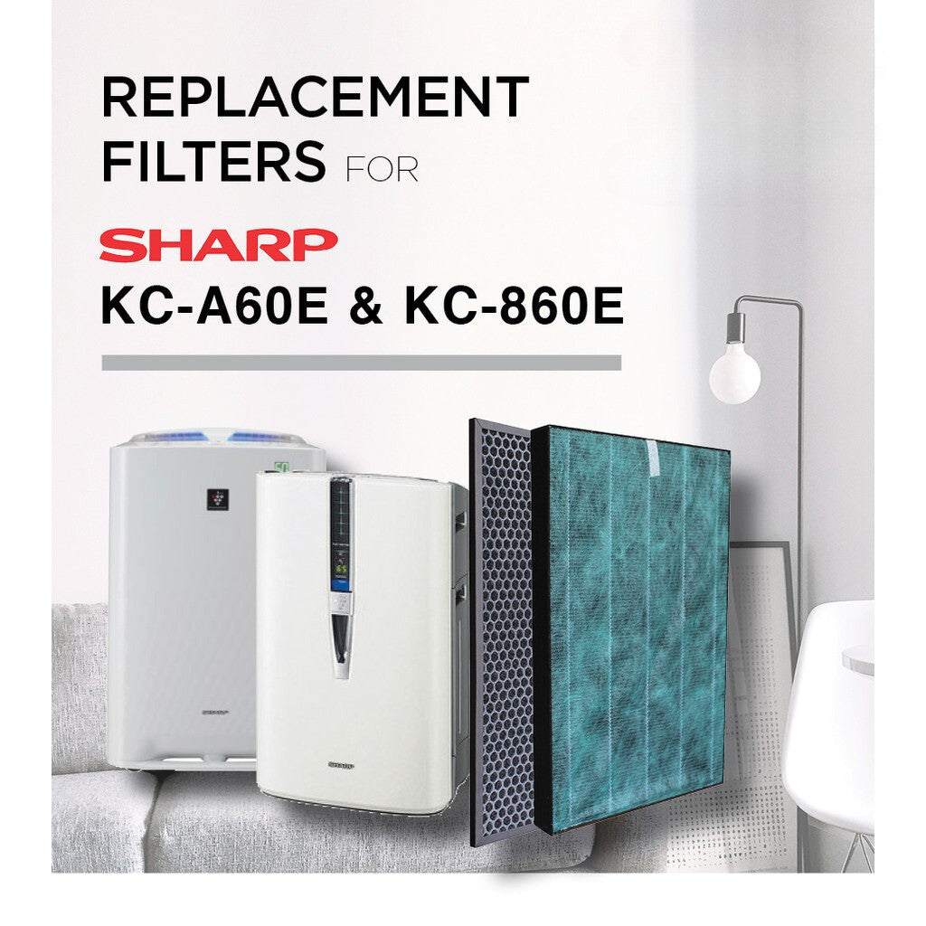 Sharp KC-A60E / KC-860E Compatible Replacement HEPA & Carbon Filters [HepaPure]