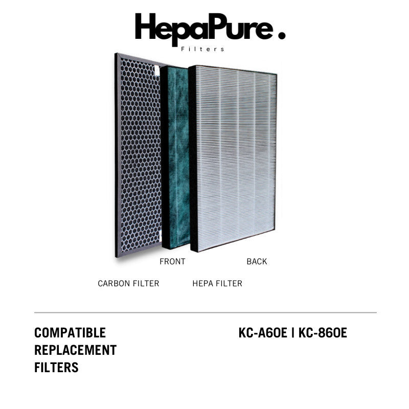 Sharp KC-A60E / KC-860E Compatible Replacement HEPA & Carbon Filters [HepaPure]